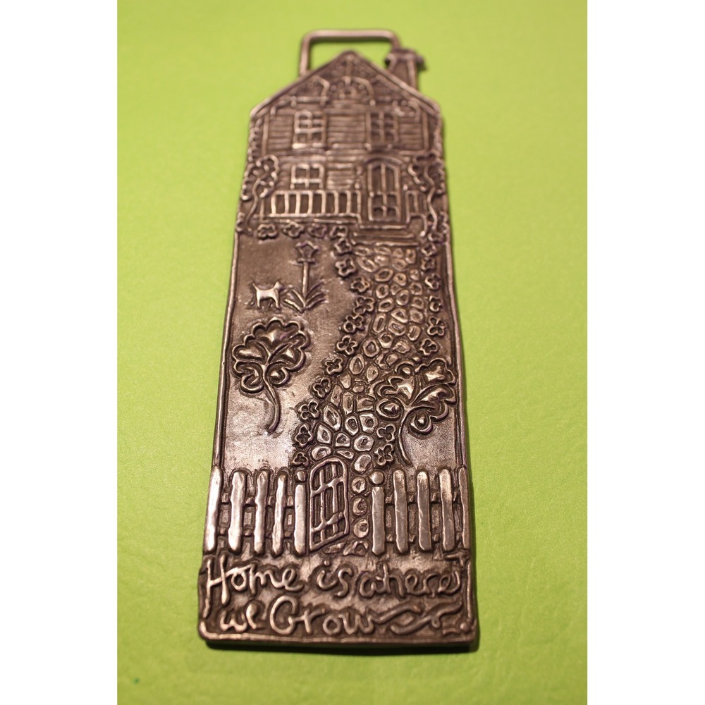 Pewter silver tone Wall Plaque  "Home is Where We Grow " By Cynthia Webb. (G)